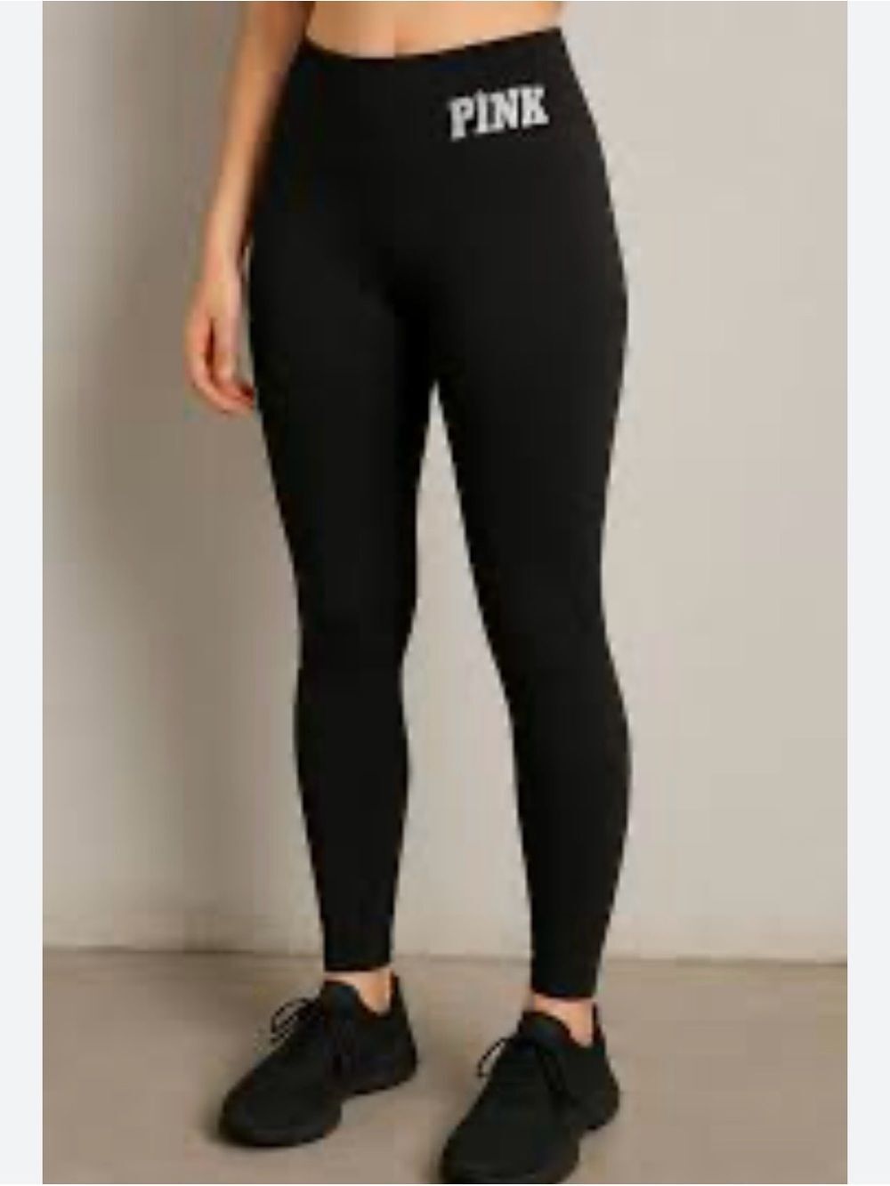 PINK Victoria's Secret Black High-Waist Logo Leggings